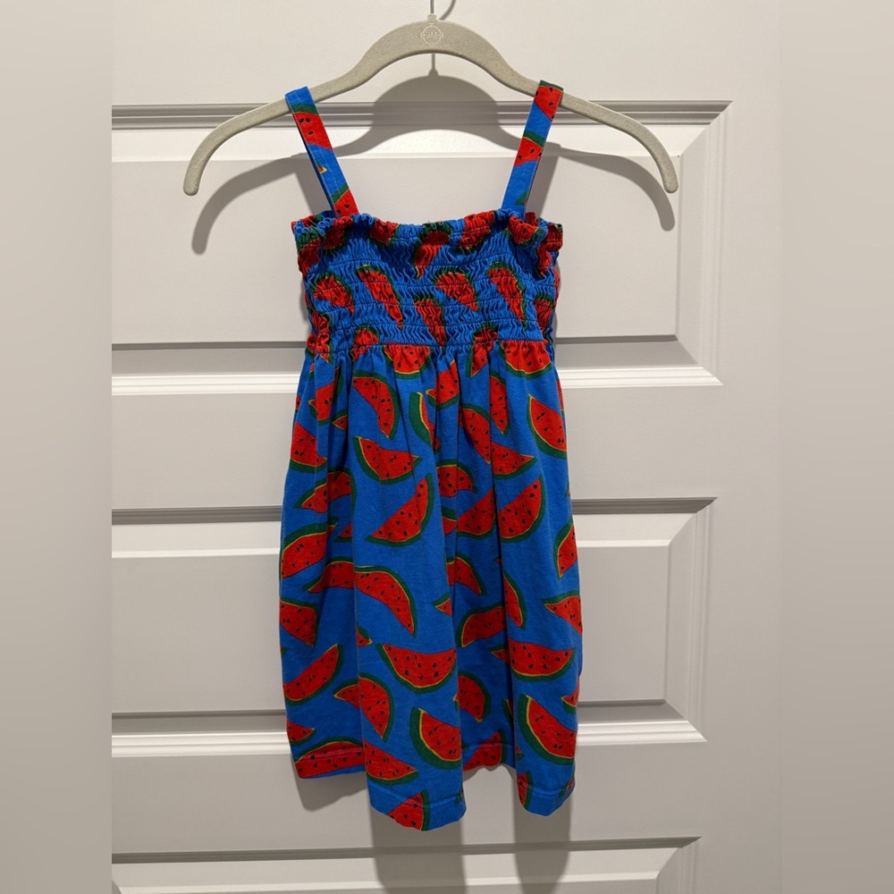 Hanna Andersson Smocked Blue Watermelon Dress, size 120 cm (girls 6/7)
